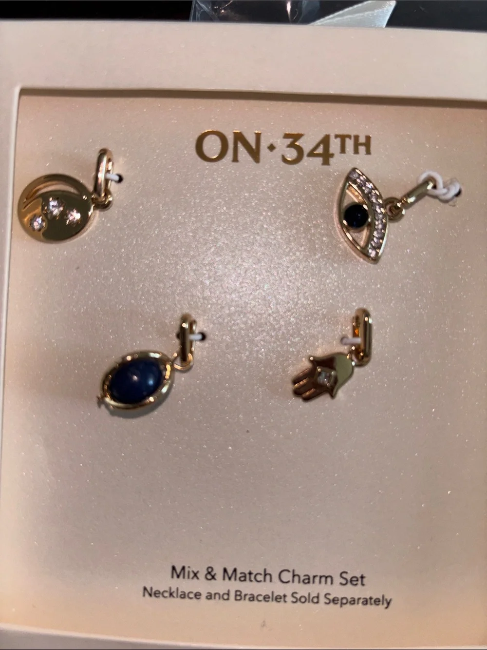 ON·34TH Gold-Tone Mix & Match Charm Set with Navy and Clear Accents